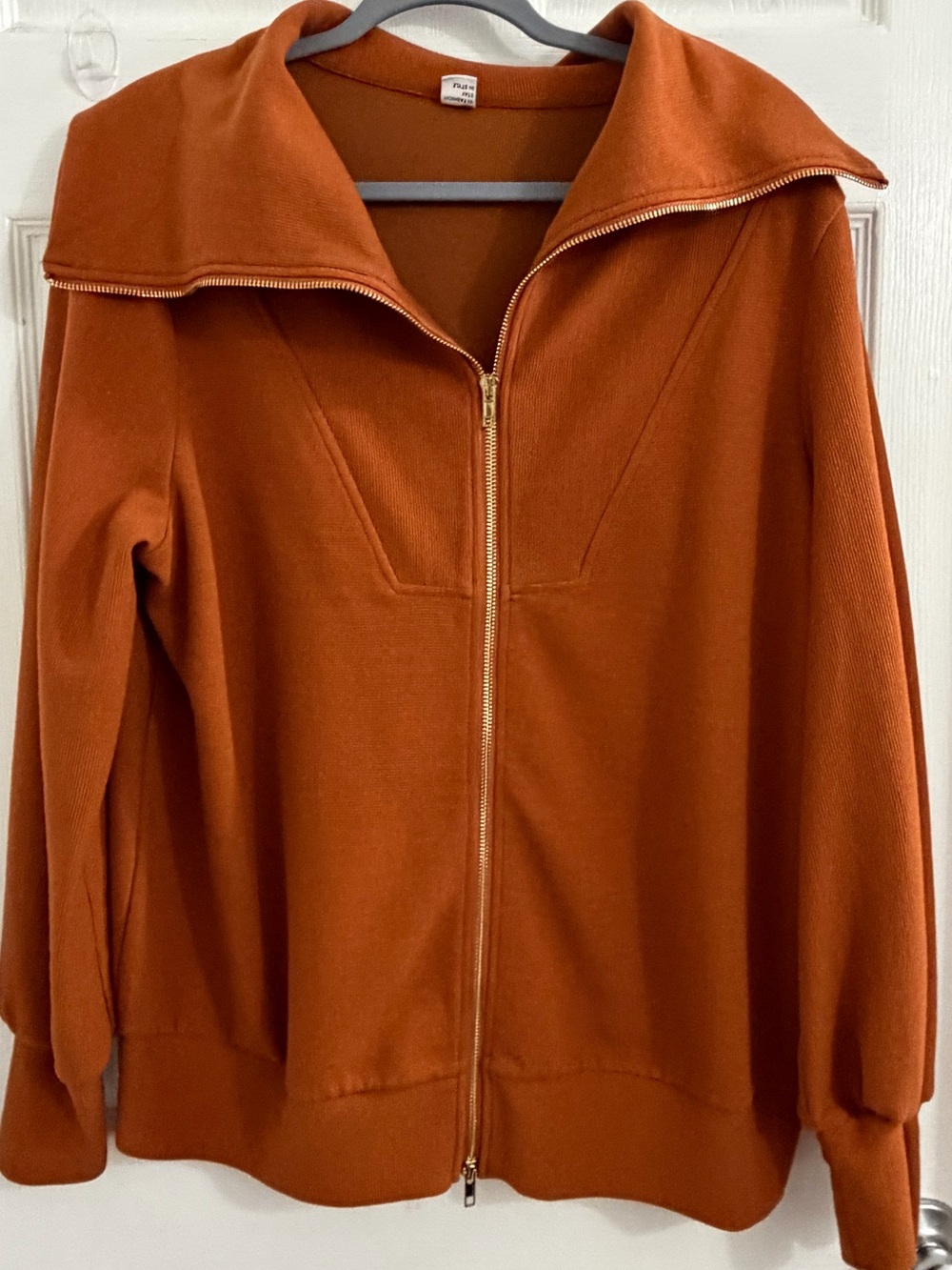 Womens Zip-Front Jacket sweater in Rust Orange. Excellent quality. Size medium